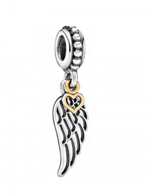 Charms srebrny cyrkonia skrzydło anioła